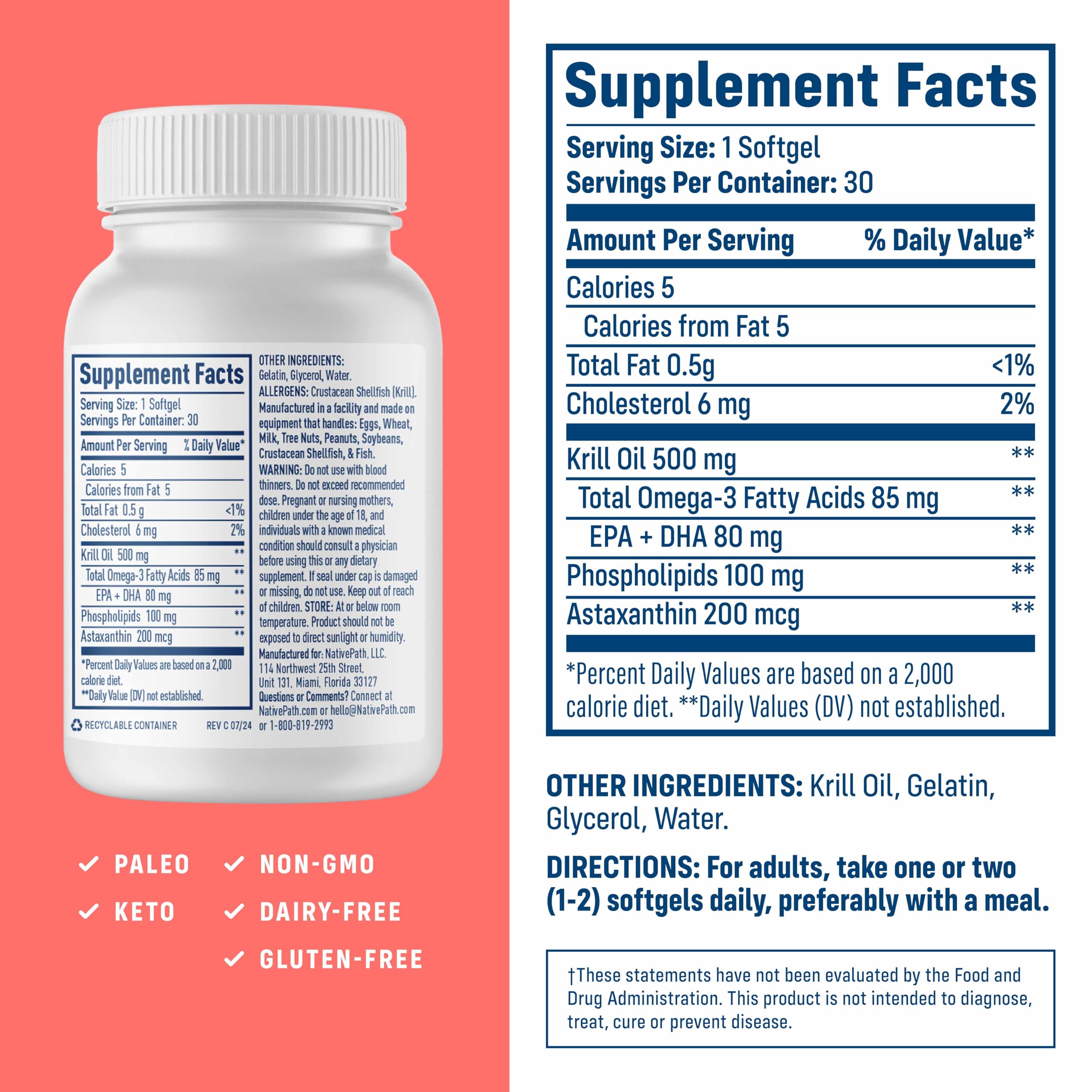 NativePath Antarctic krill oil softgels arranged for daily use.