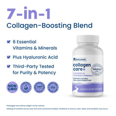 NativePath Collagen Care+ label close-up highlighting the vitamin blend