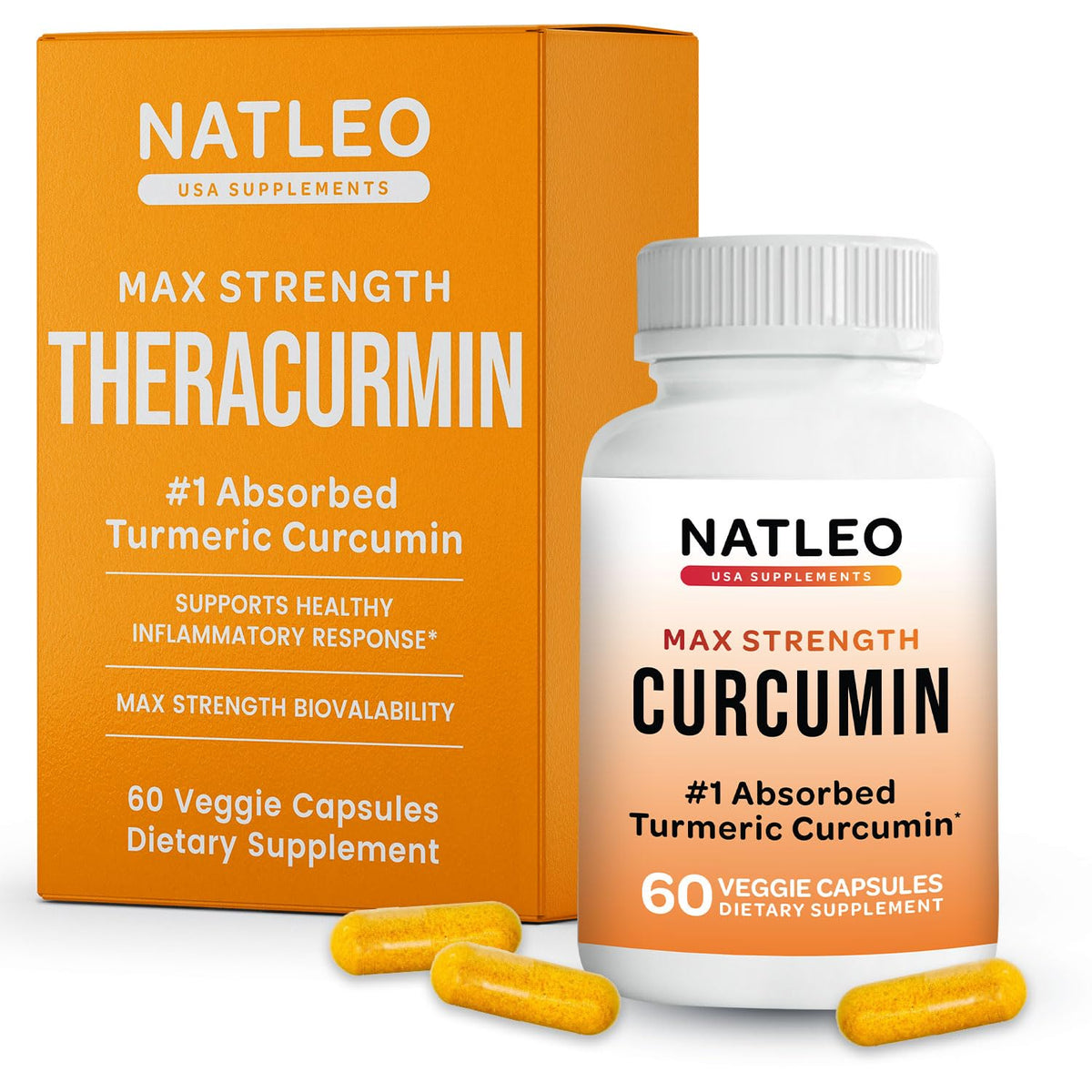 Natleo Theracurmin bottle front showing premium turmeric supplement for daily joint comfort