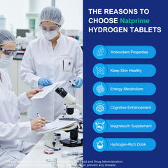 Natprime hydrogen tablets quick dissolve indicator showing active hydrogen release