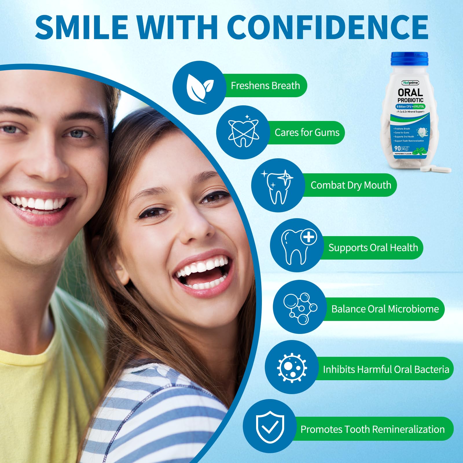 Natprime minerals zinc calcium phosphorus help mineralization and gum health.