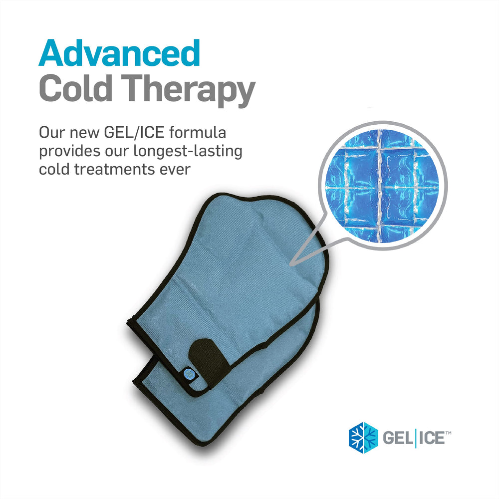 Close-up of GEL/ICE core delivering long-lasting cooling to fingers.