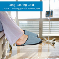 Interior gel-filled chamber provides steady cold therapy for feet