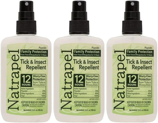 Natrapel tick and insect repellent bottle in a 3-pack for family outdoor protection