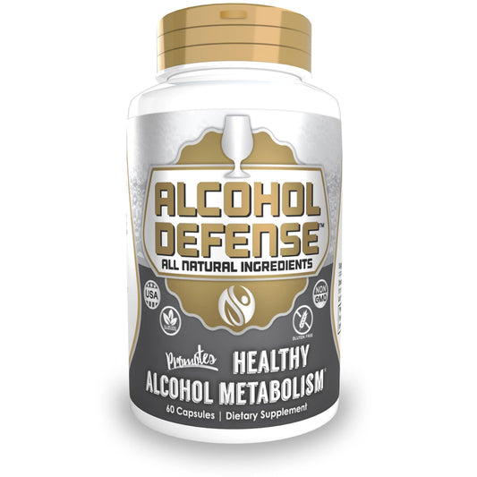 Natrium Health Alcohol Defense Capsules 60-count bottle front view for post-drinking support.