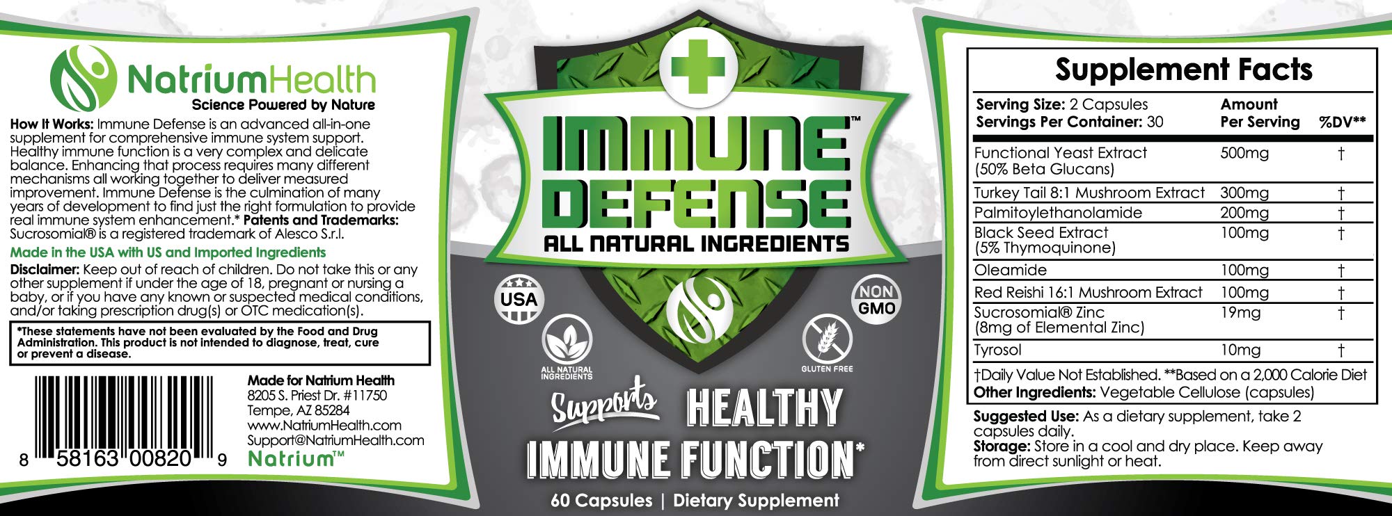 Natrium Health Immune Defense capsules daily-use scene with water for easy onboarding