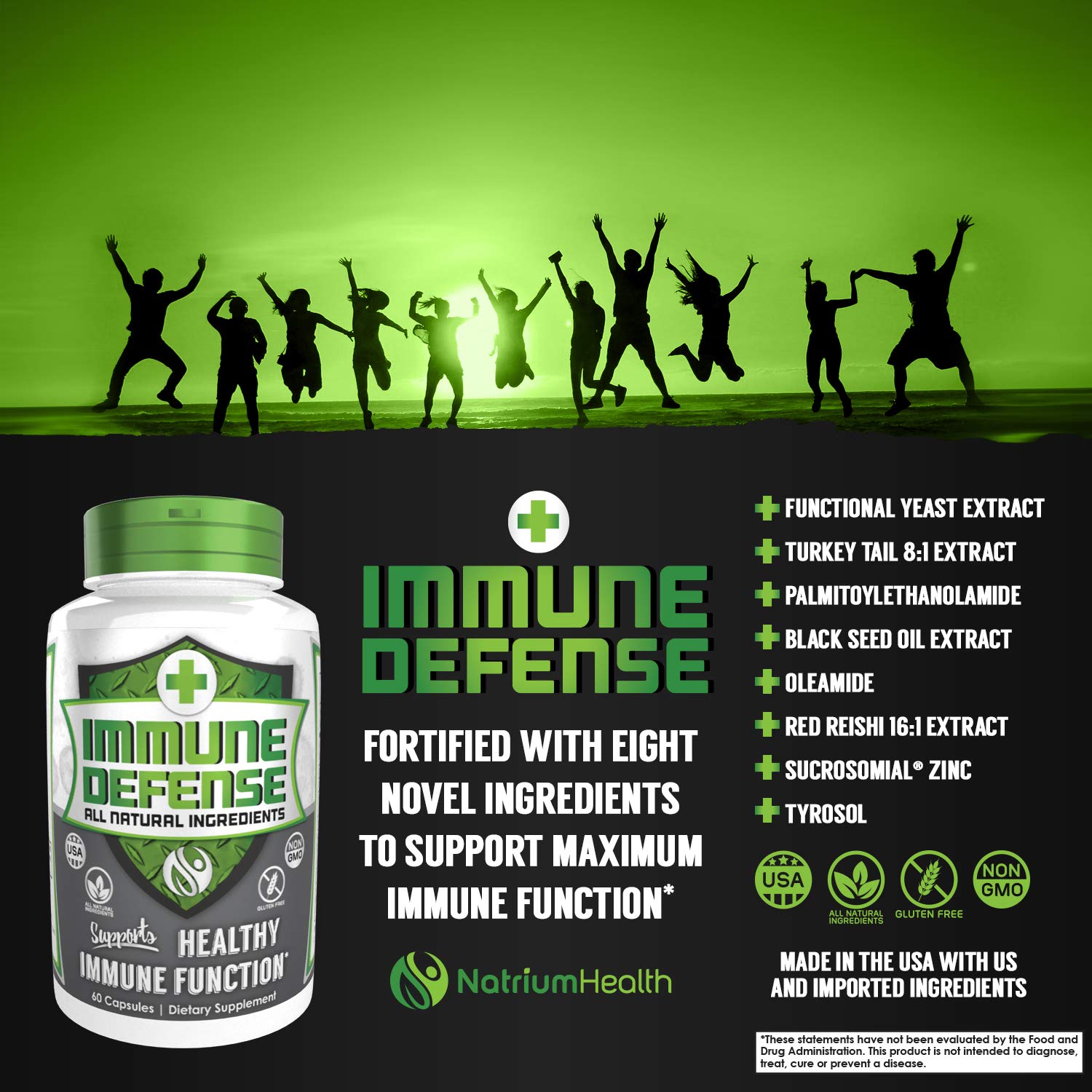 Natrium Health Immune Defense capsules ingredients label emphasizes eight key botanicals