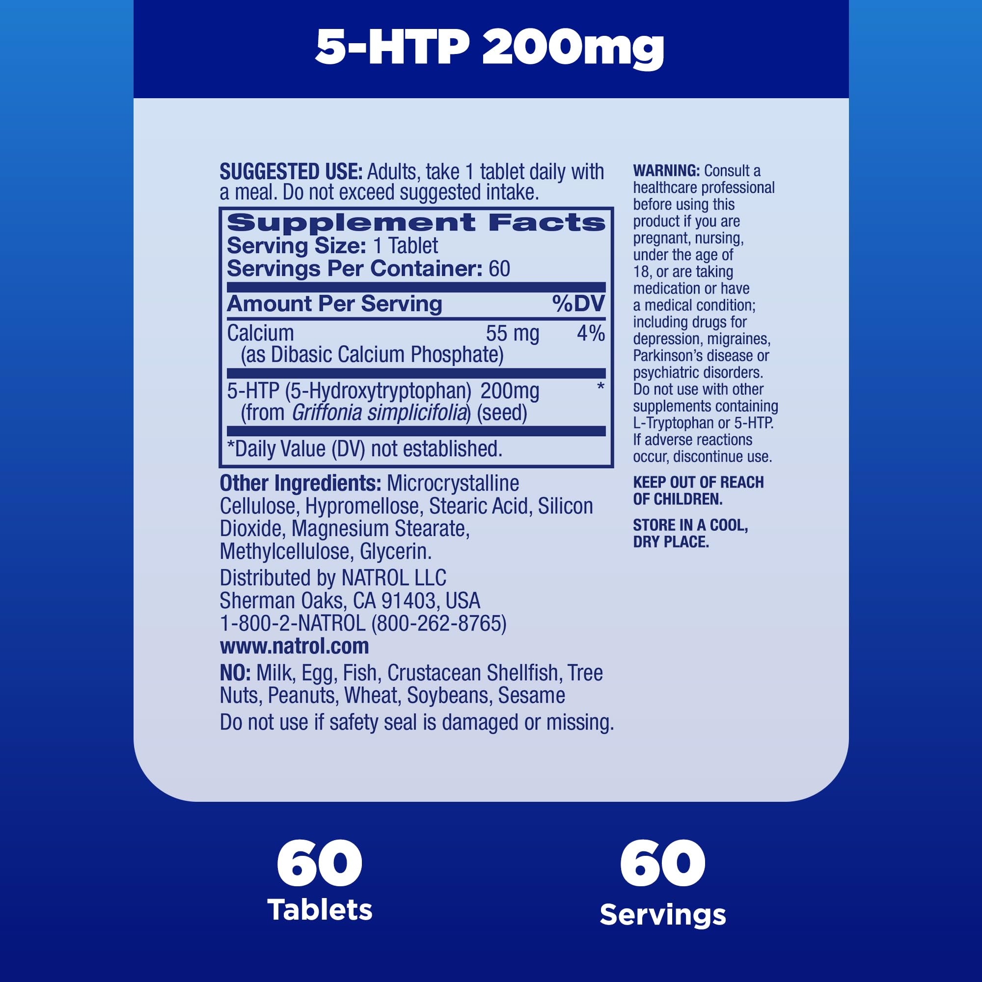 Natrol 5-HTP packaging on a store shelf emphasizes the time-release formulation