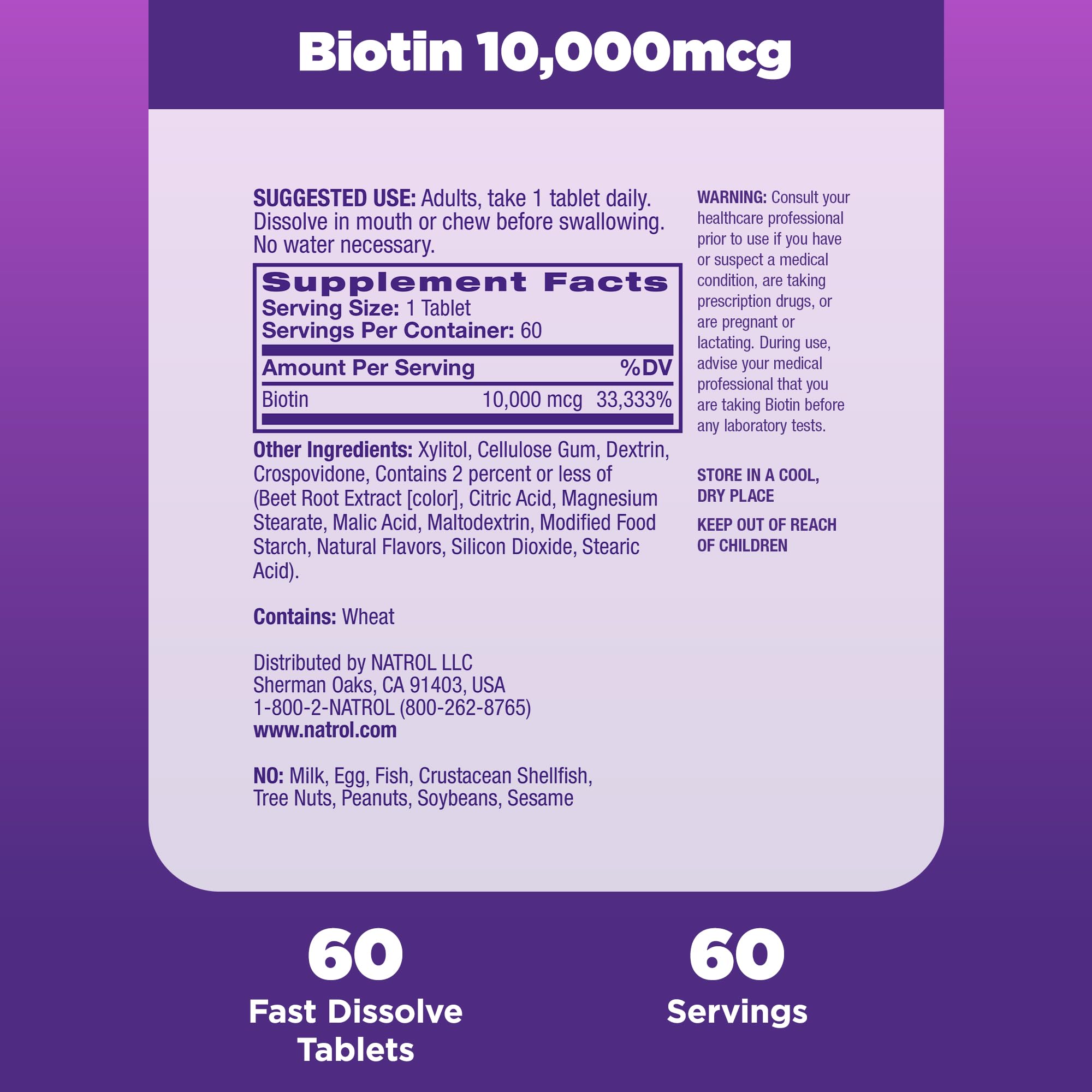 Energy metabolism support from high Biotin content in a convenient bite.