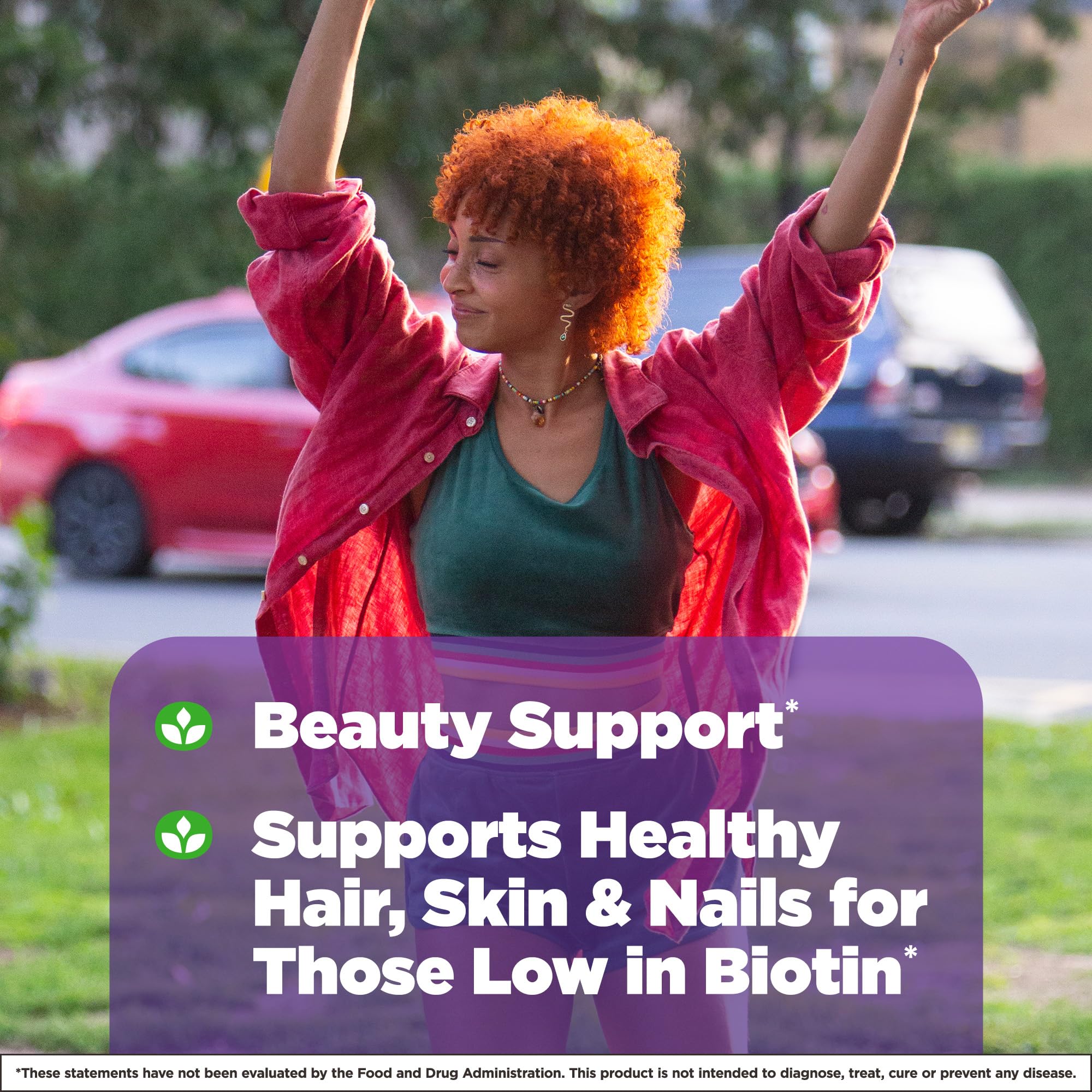 Vegetarian-friendly Biotin supplement labeled non-GMO and dye-free.