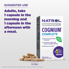Morning routine scene with Natrol Cognium Complete beside a glass of water