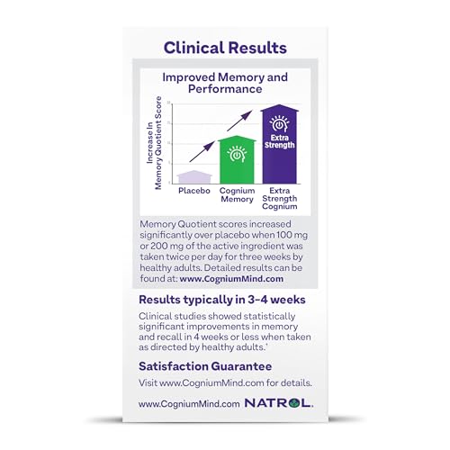 Closeup of Natrol Cognium Memory tablet for daily cognitive support.