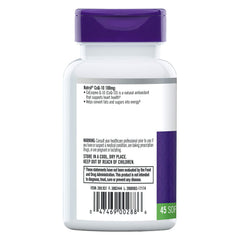 Natrol CoQ-10 softgels pour shows easy-to-swallow capsules for daily use.
