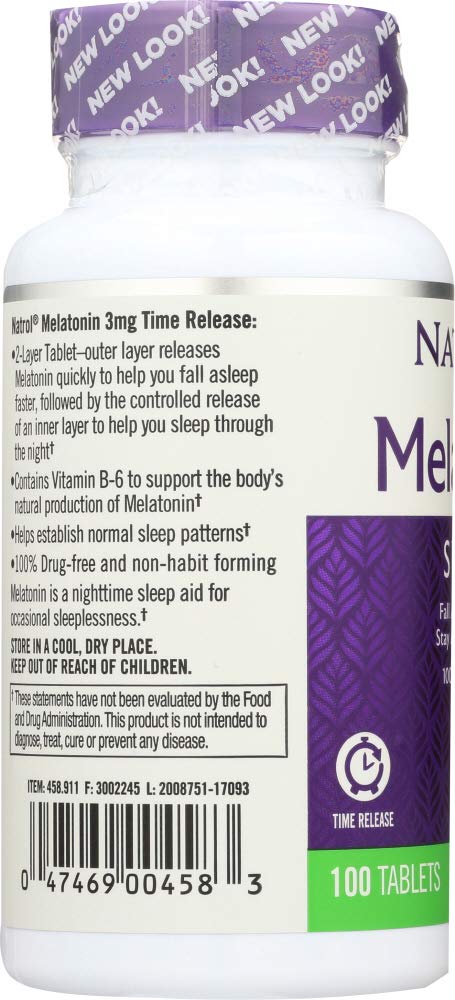 Natrol Melatonin 3 mg tablets in pack of four for nightly use.