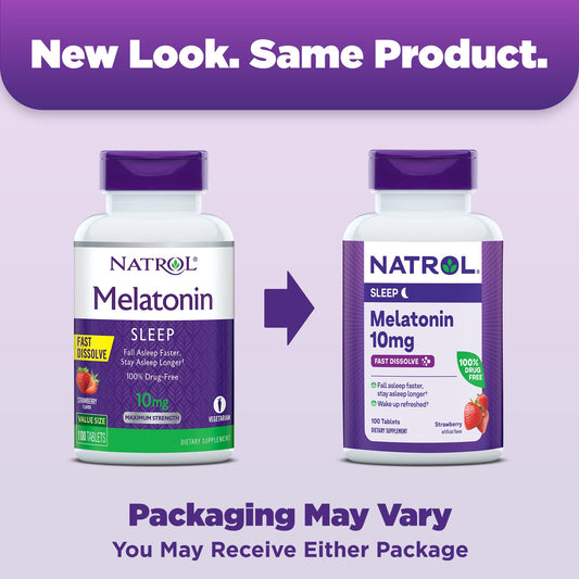 Strawberry-flavored fast-dissolving tablets ideal for no-water bedtime use.