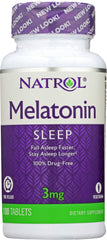 Natrol Melatonin Time Release bottle showing gradual sleep support.