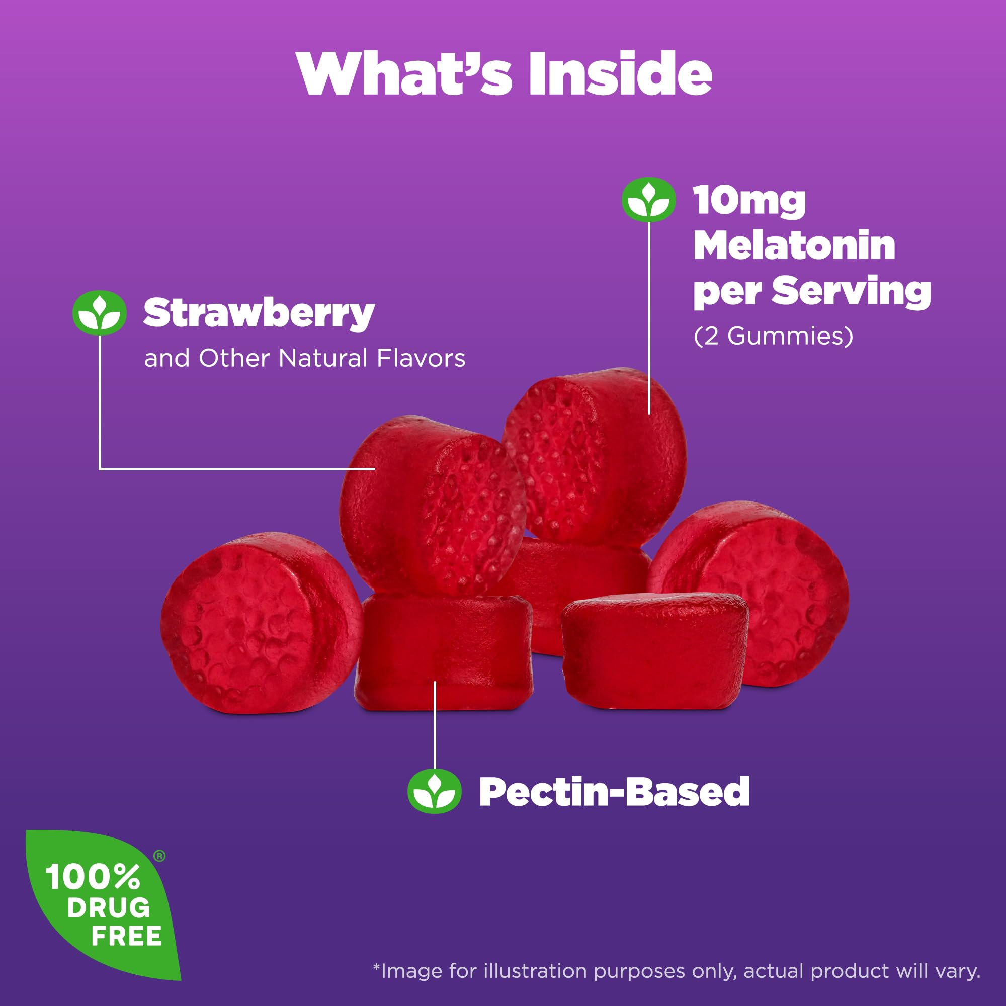 Natrol melatonin vegetarian gummies packaging emphasizes clean ingredients