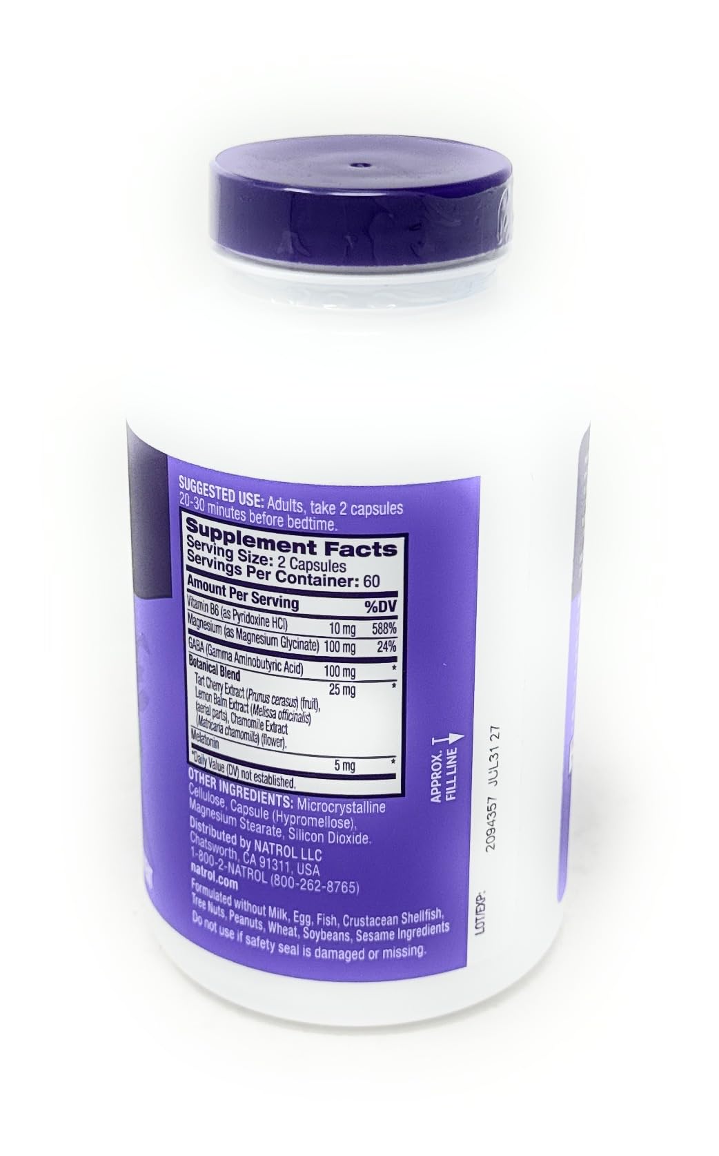 Top view of Natrol Sleep & Restore bottle shows capsule count for easy nightly routine