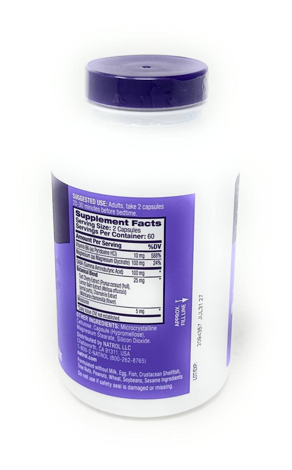 Top view of Natrol Sleep & Restore bottle shows capsule count for easy nightly routine