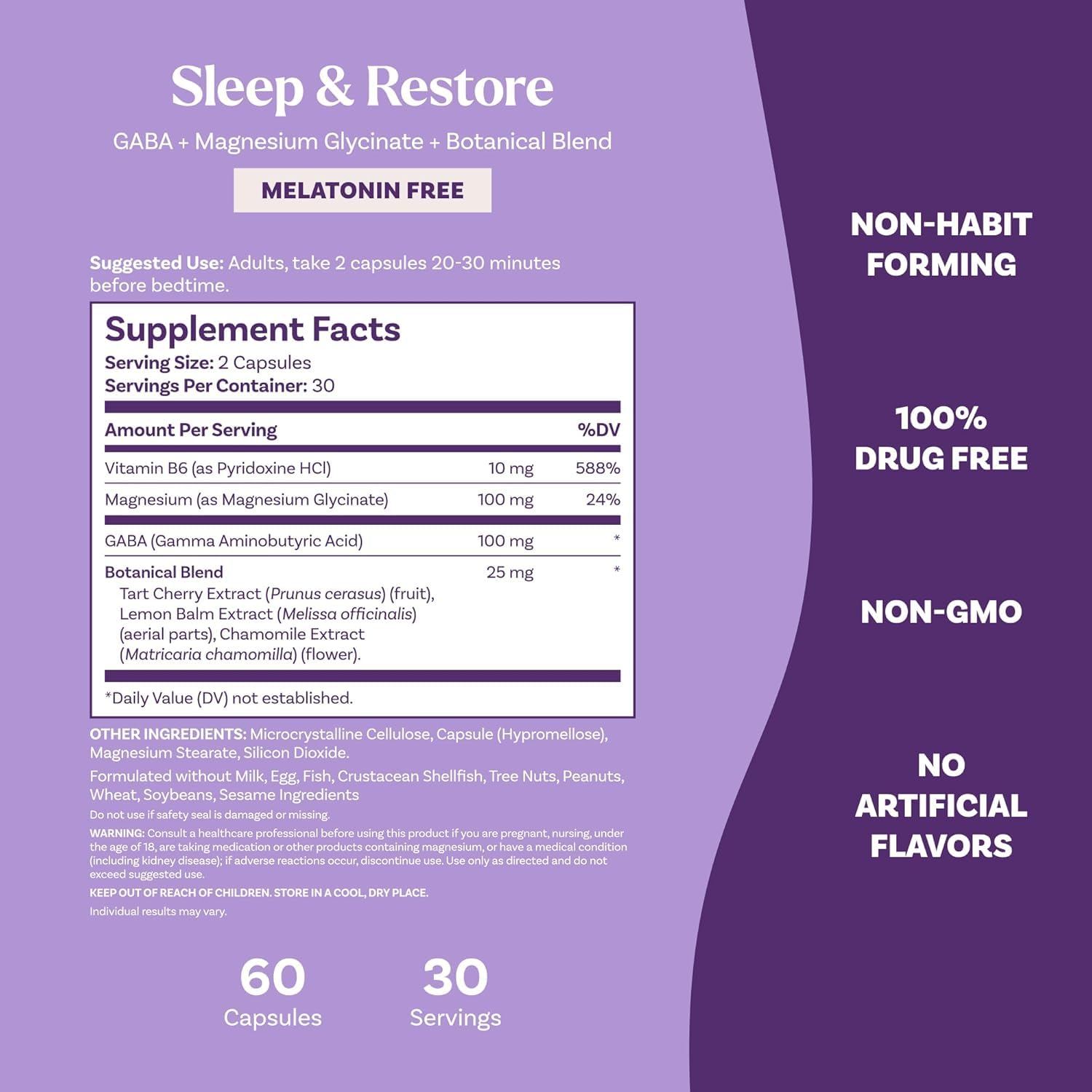 Natrol Sleep & Restore packaging features GABA support and a two-pack option.