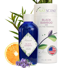 Natscent Black Bamboo diffuser oil bottle for home use with rich aroma.