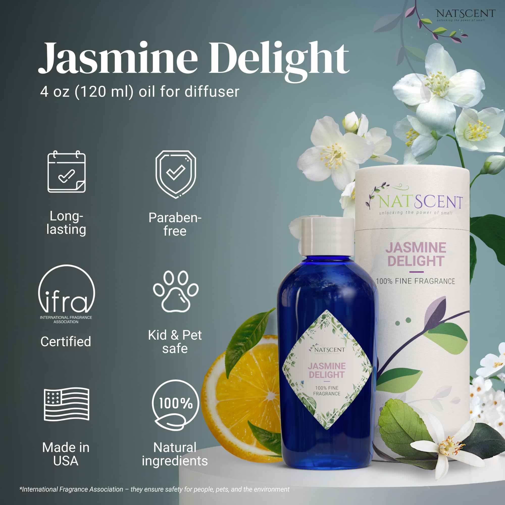 Natscent Jasmine Delight bottle cap close-up highlighting secure lid