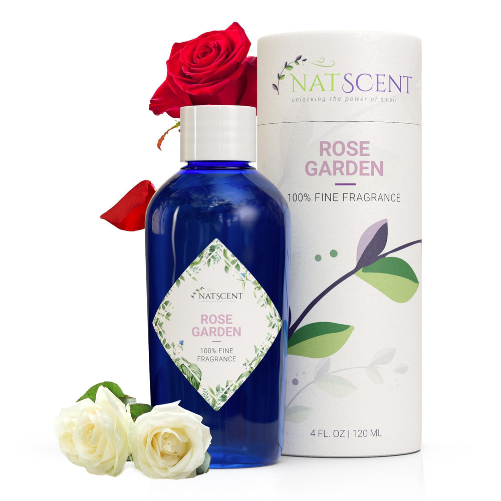 Natscent Rose Garden oil bottle ready for home diffusers.