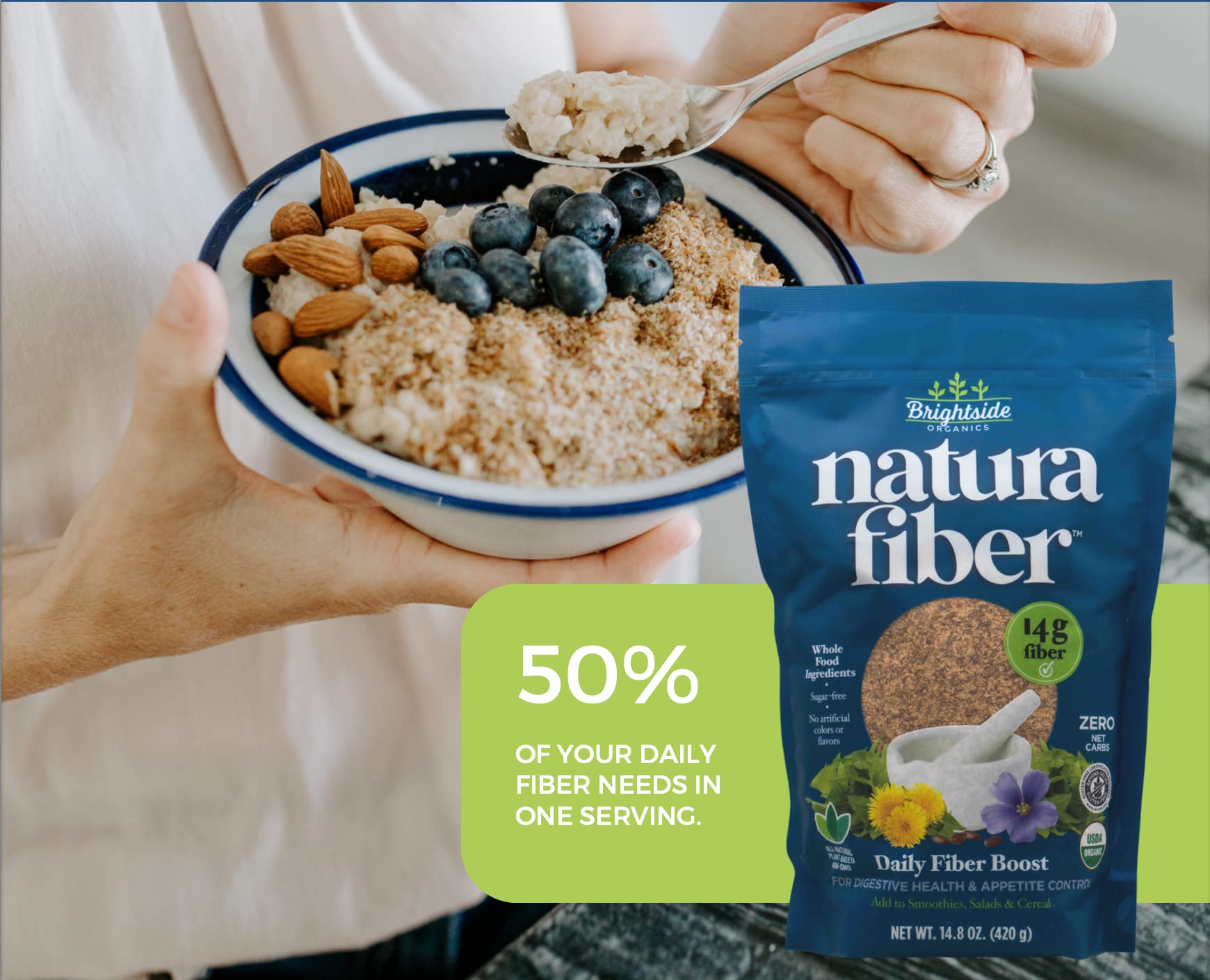 Natura Fiber dandelion root blend for daily wellness routines.