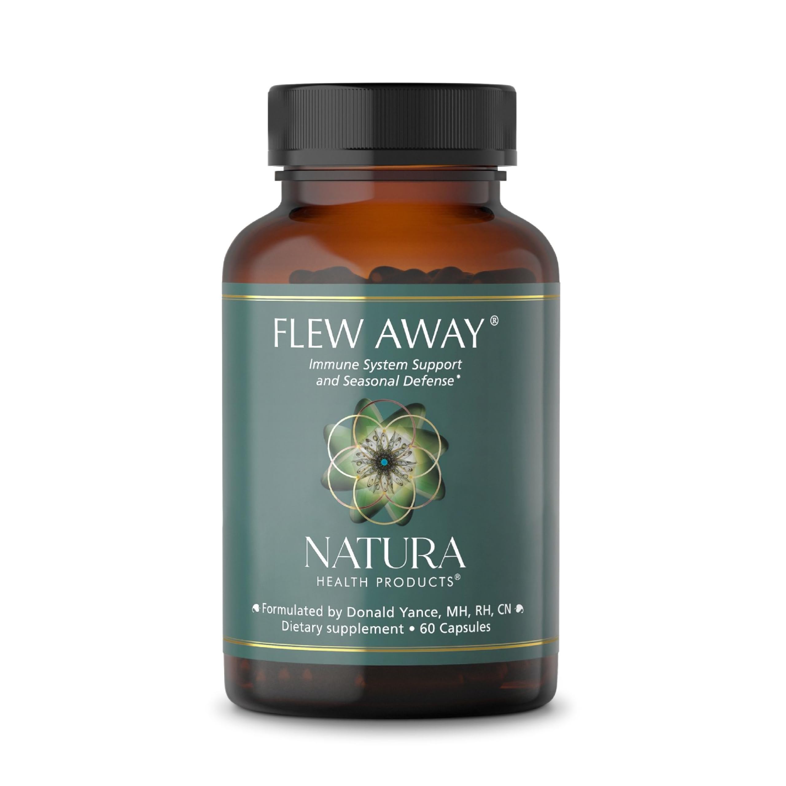 Natura Health Products Flew Away bottle shown for immune support.