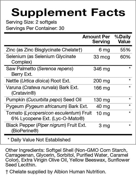 Natura Health Serenoa Supreme softgels close-up; convenient daily prostate support.