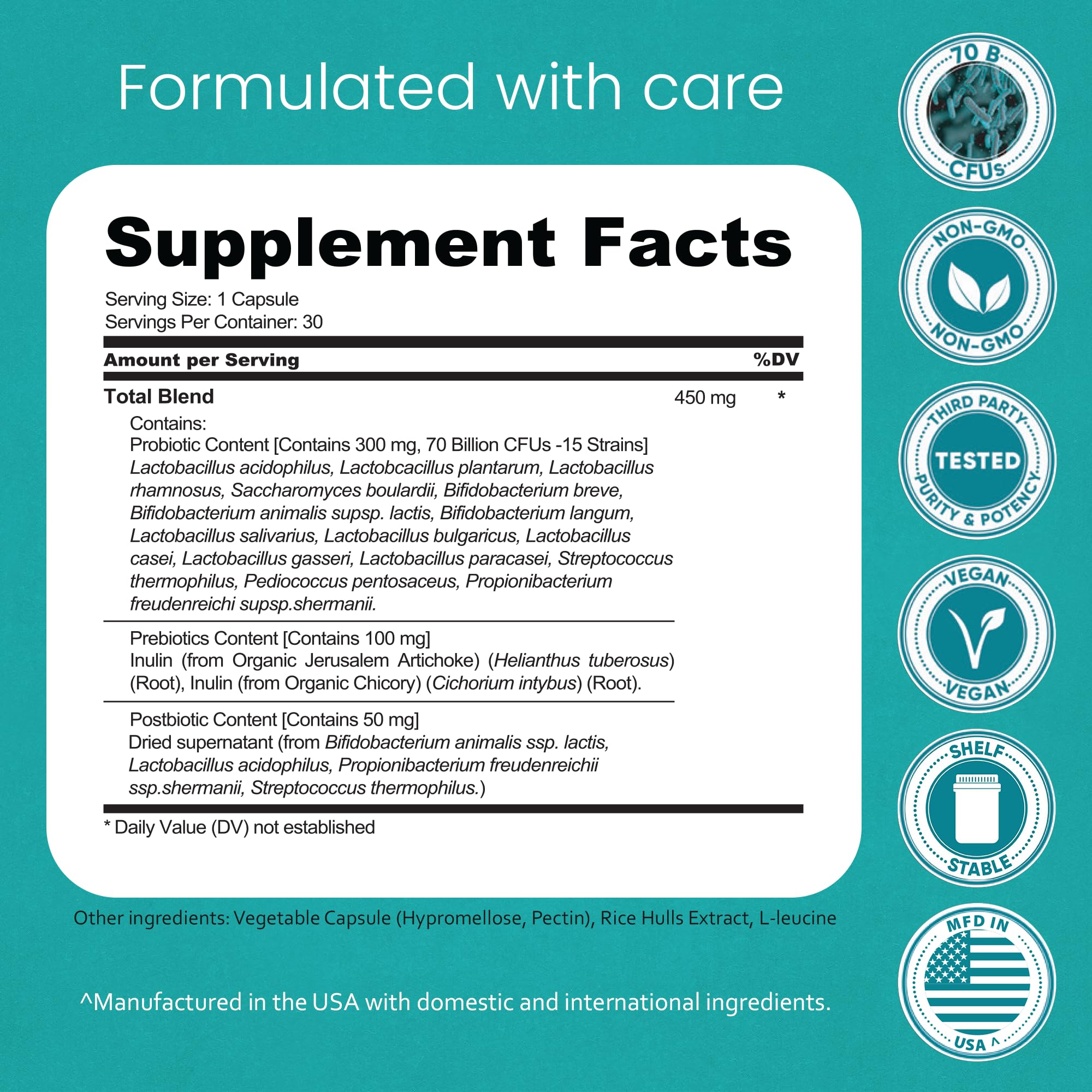 NaturaLife Labs Probiotics 15 strains label highlighting broad digestive support
