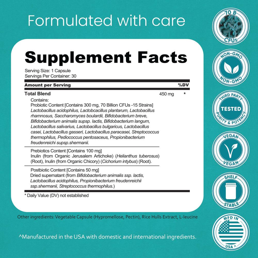 NaturaLife Labs Probiotics 15 strains label highlighting broad digestive support