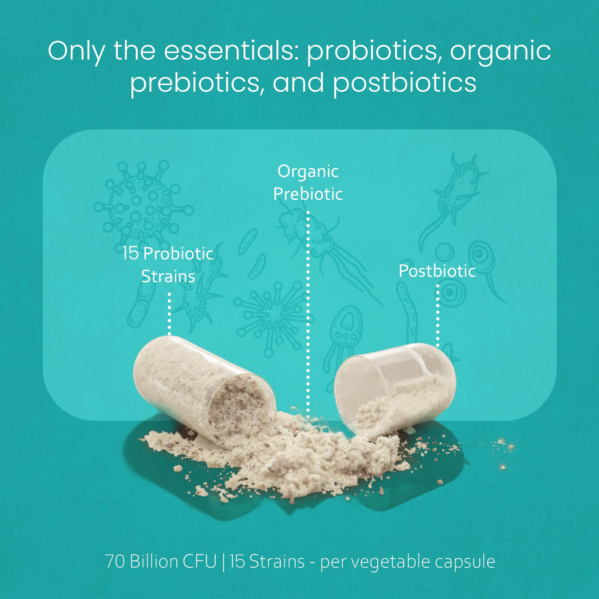 NaturaLife Labs Probiotics vegan capsules close-up showing plant-based formula