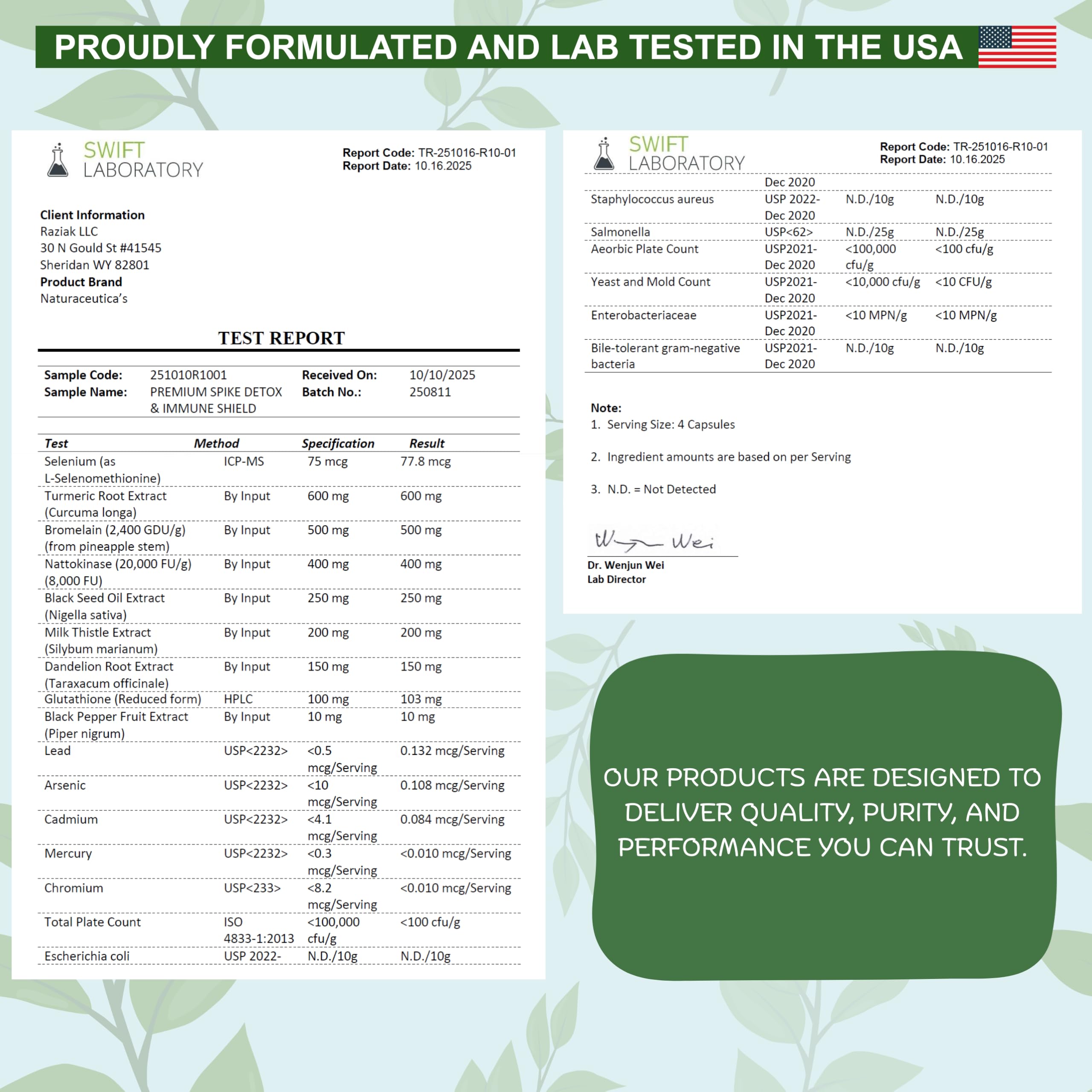 Naturaceuticas 9in1 capsules closeup shows potent spike detox capsules