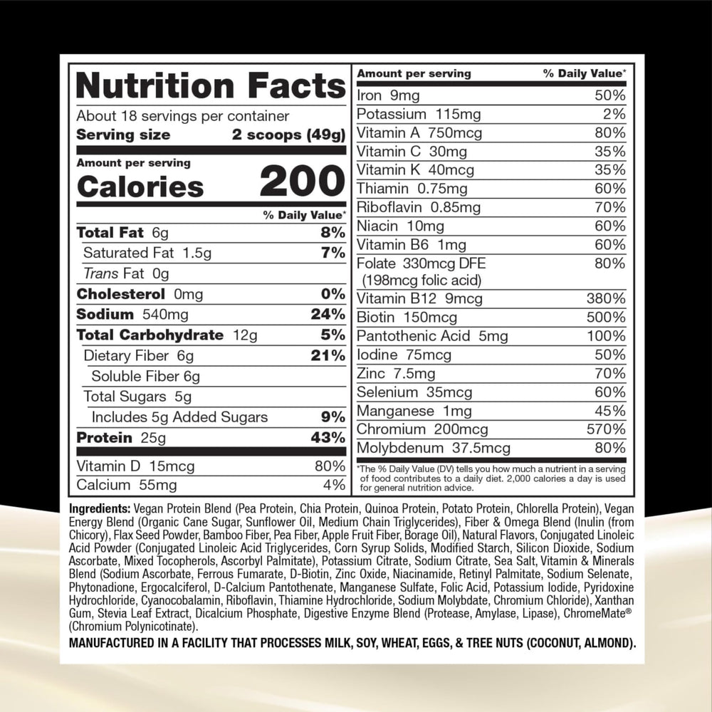 Naturade vanilla shake with plant protein blend ready to pour into a glass.