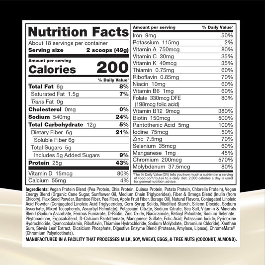 Naturade vanilla shake with plant protein blend ready to pour into a glass.