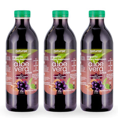 Naturae Healthy Aloe Vera Juice bottle with elderberry for digestive balance.
