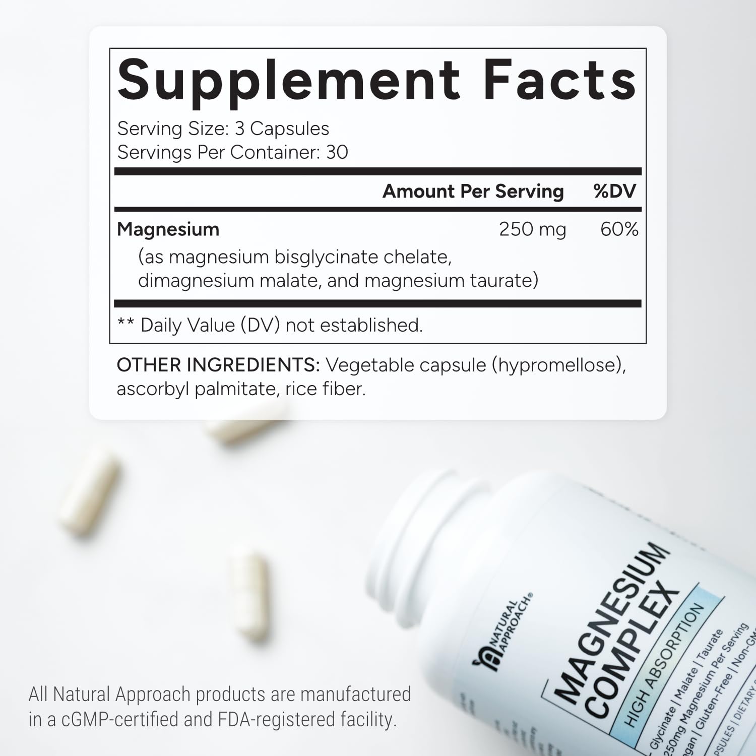 Natural Approach gentle-on-the-stomach magnesium for daily wellness.
