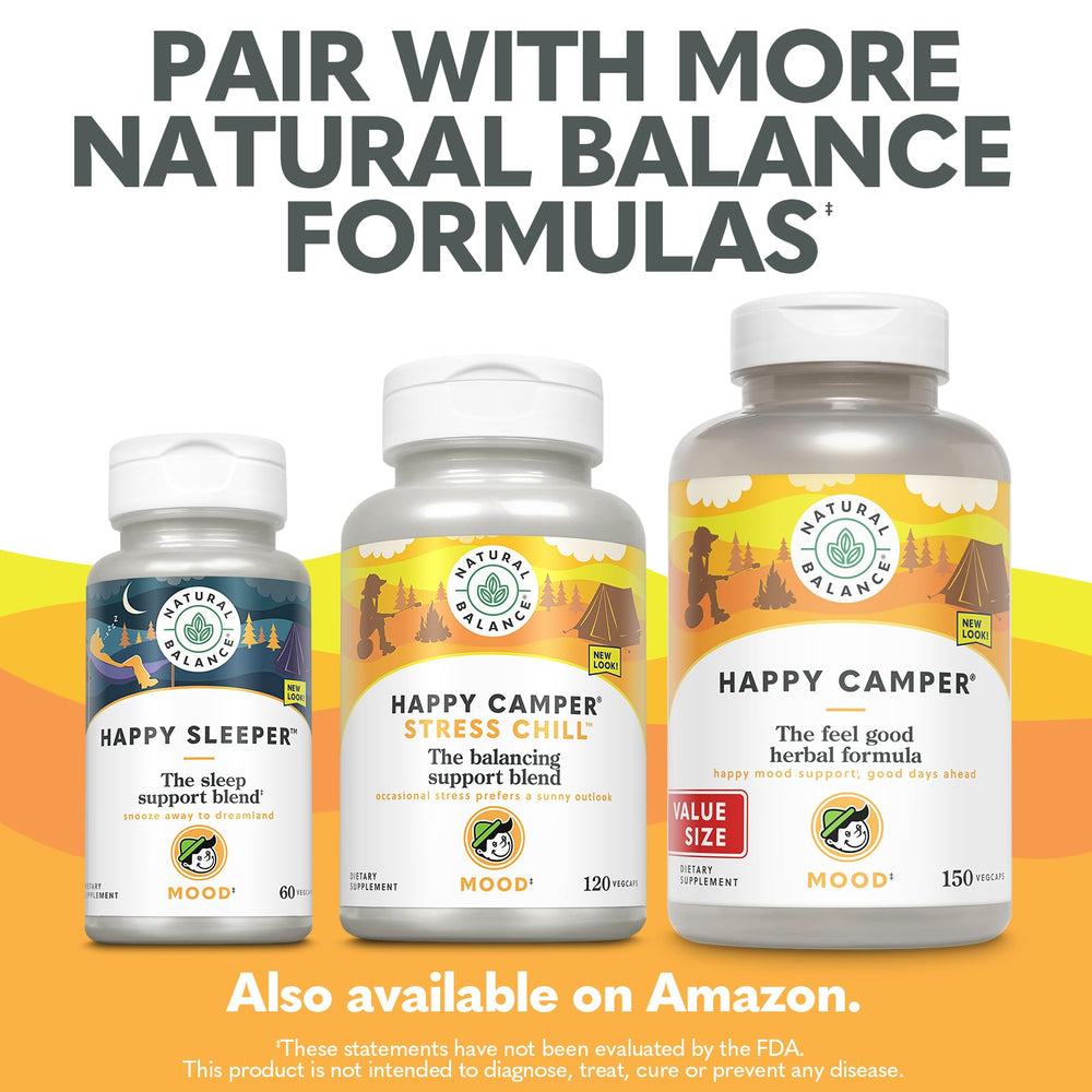 Natural Balance Happy Camper bottle in use on desk for easy routine.