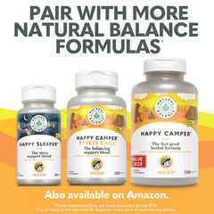 Natural Balance Happy Camper bottle in use on desk for easy routine.