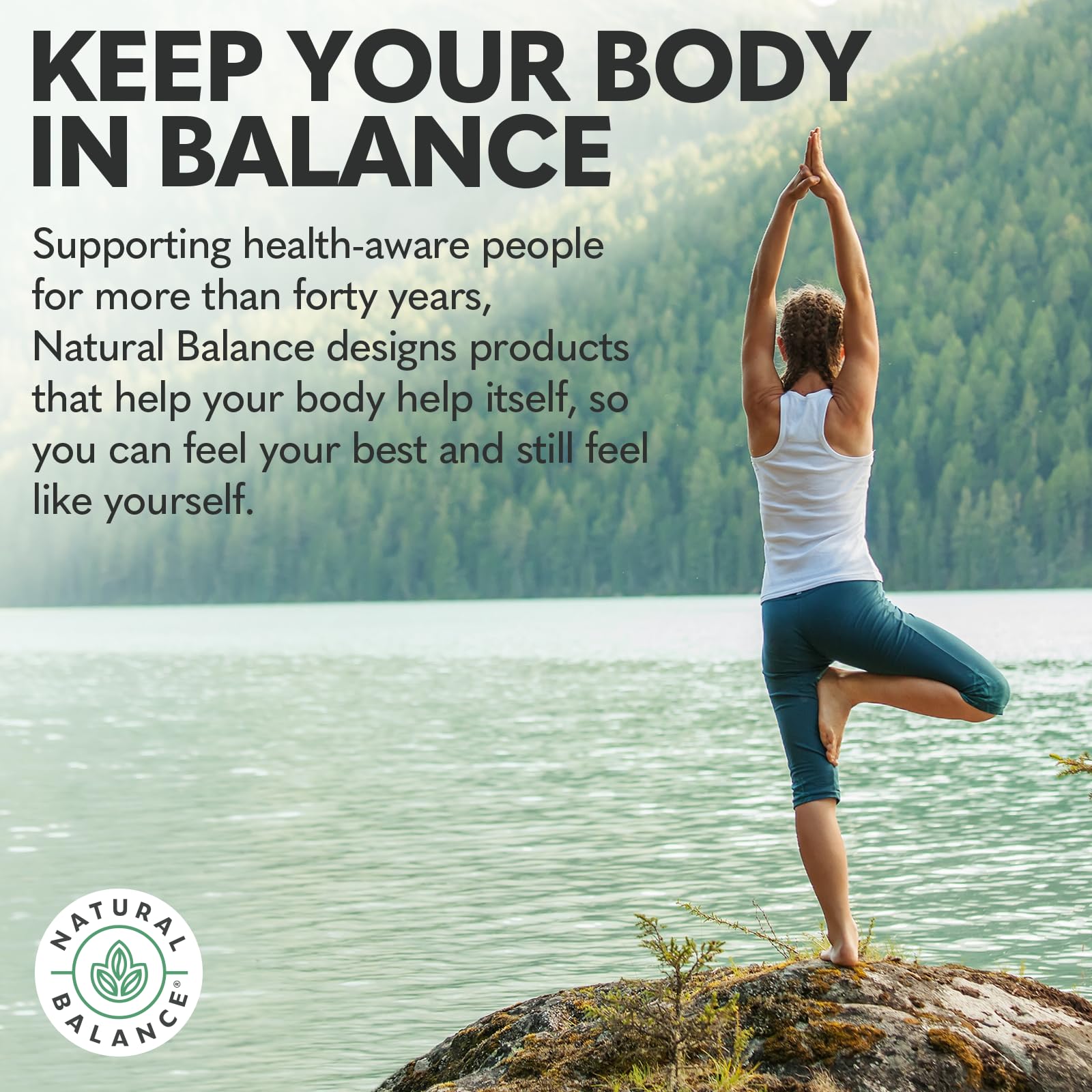 Natural Balance Happy Camper ingredients list emphasizing traditional mood-support herbs.