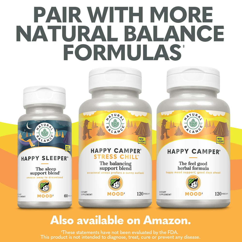 Natural Balance Happy Camper relaxation scene suggesting evening use.