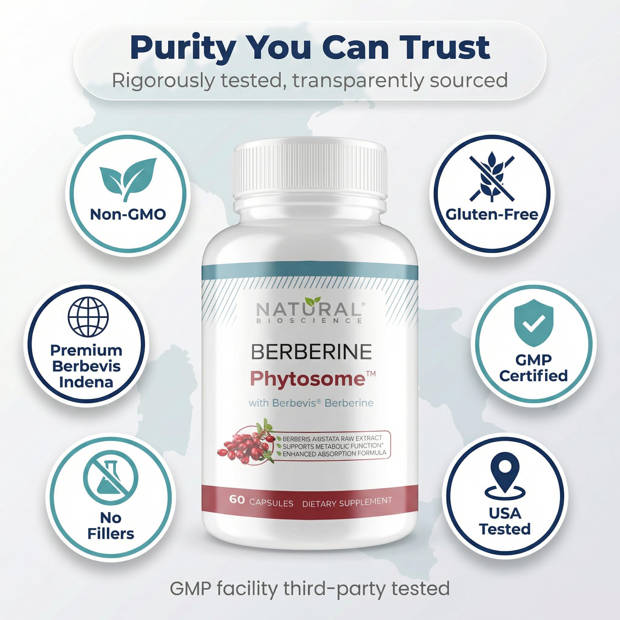 Natural BioScience Berberine Phytosome label on clean formula