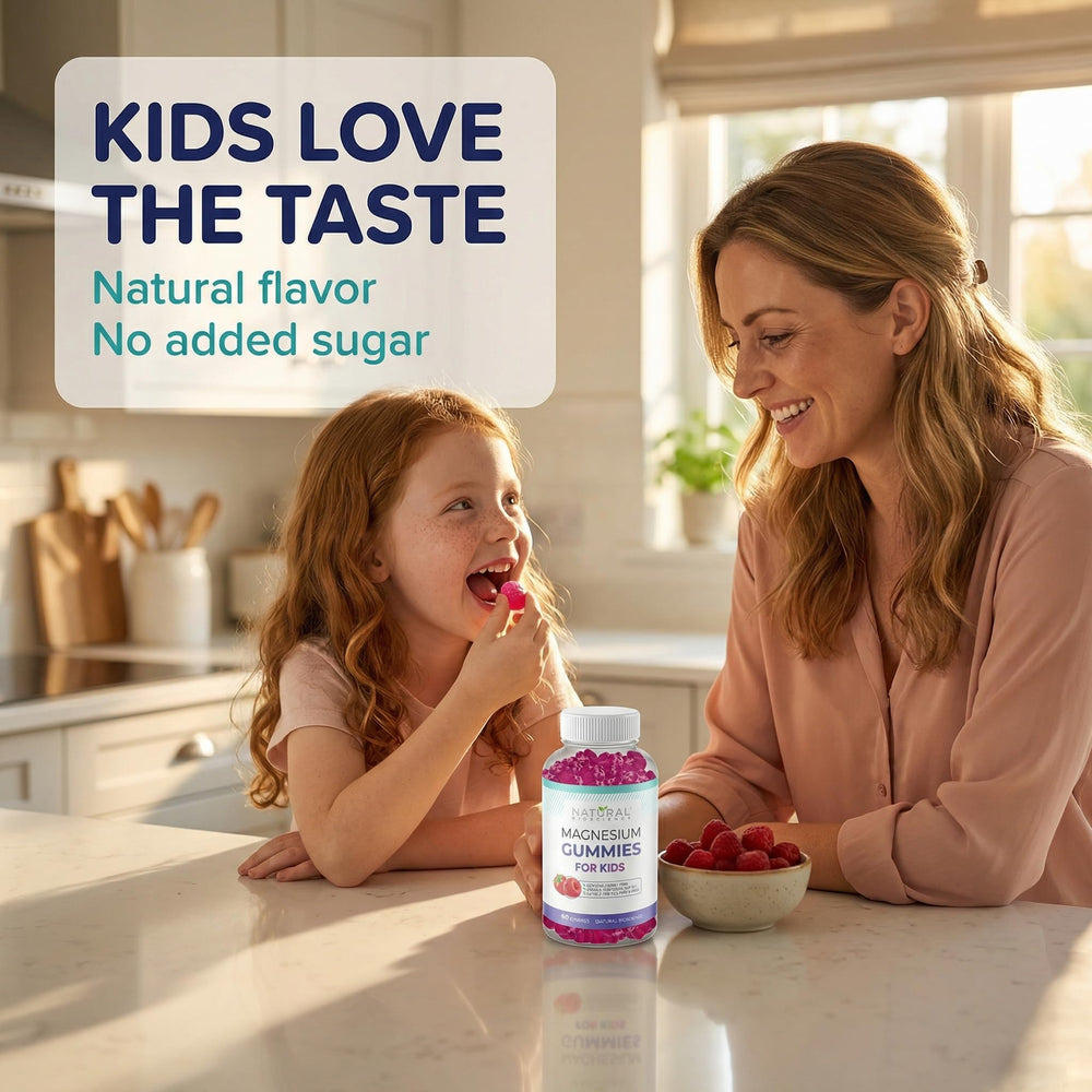 Natural BioScience Calm Kids bedtime-scene suggesting a gentle calming routine before sleep