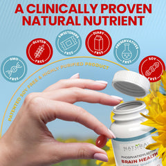 Non-GMO label on bottle edge, reinforcing clean, soy-free composition
