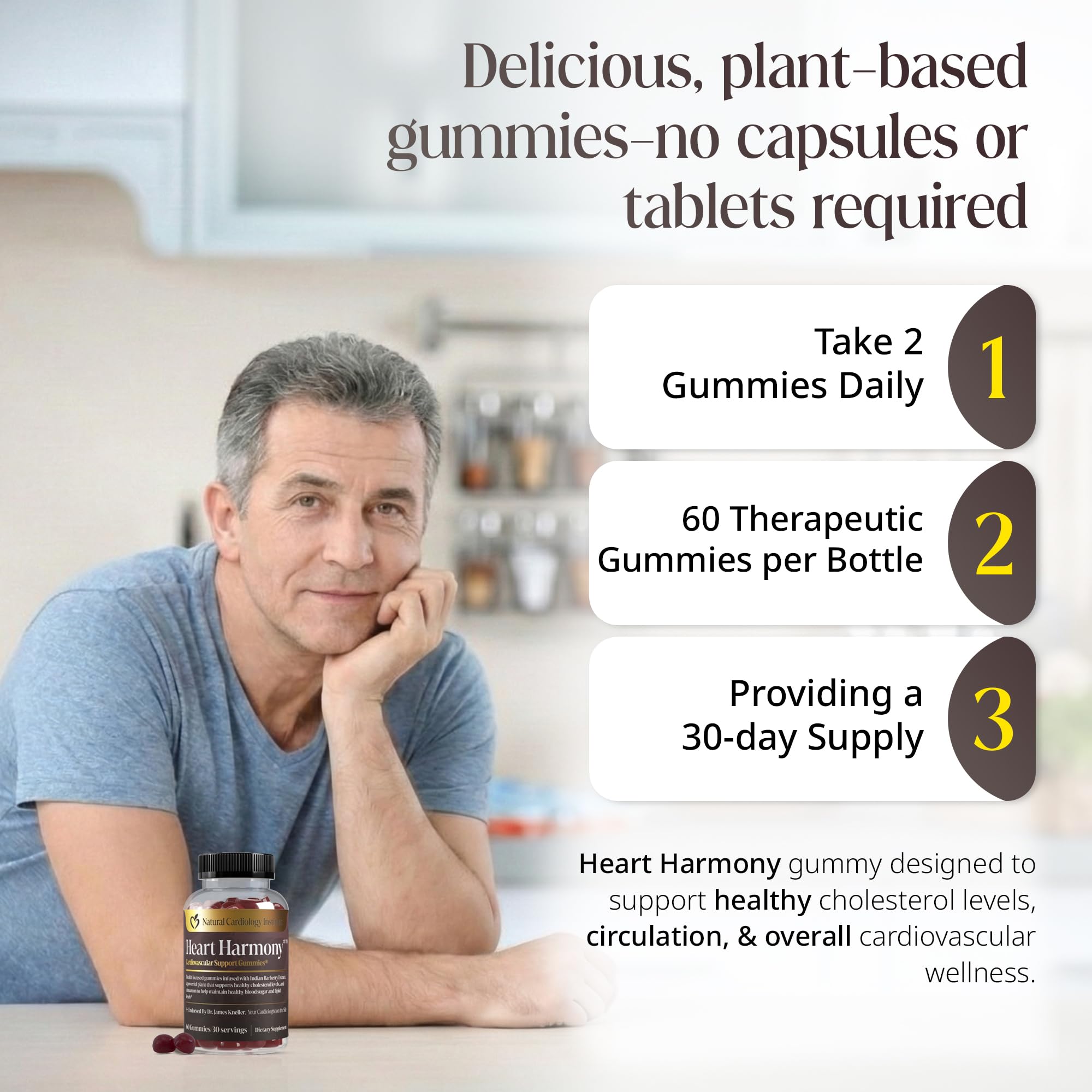 Gummy texture close-up conveys pleasant taste for easy daily supplementation.