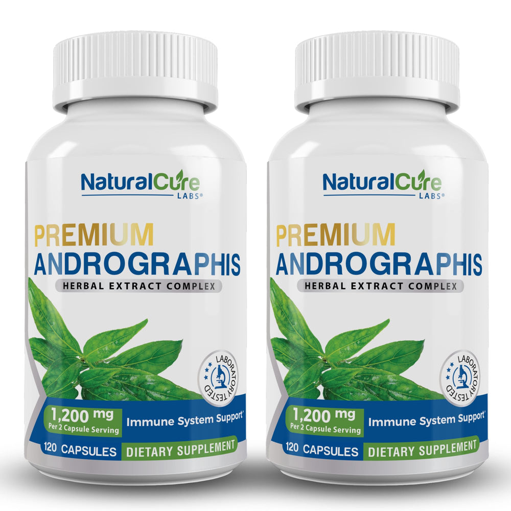 Natural Cure Labs andrographis bottle label shows premium packaging for daily wellness