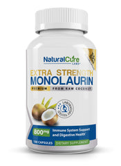 Natural Cure Labs Monolaurin 800mg bottle promotes potential immune support.