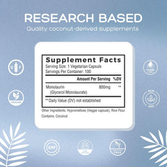 Natural Cure Labs Monolaurin 800mg USA-made production seal.