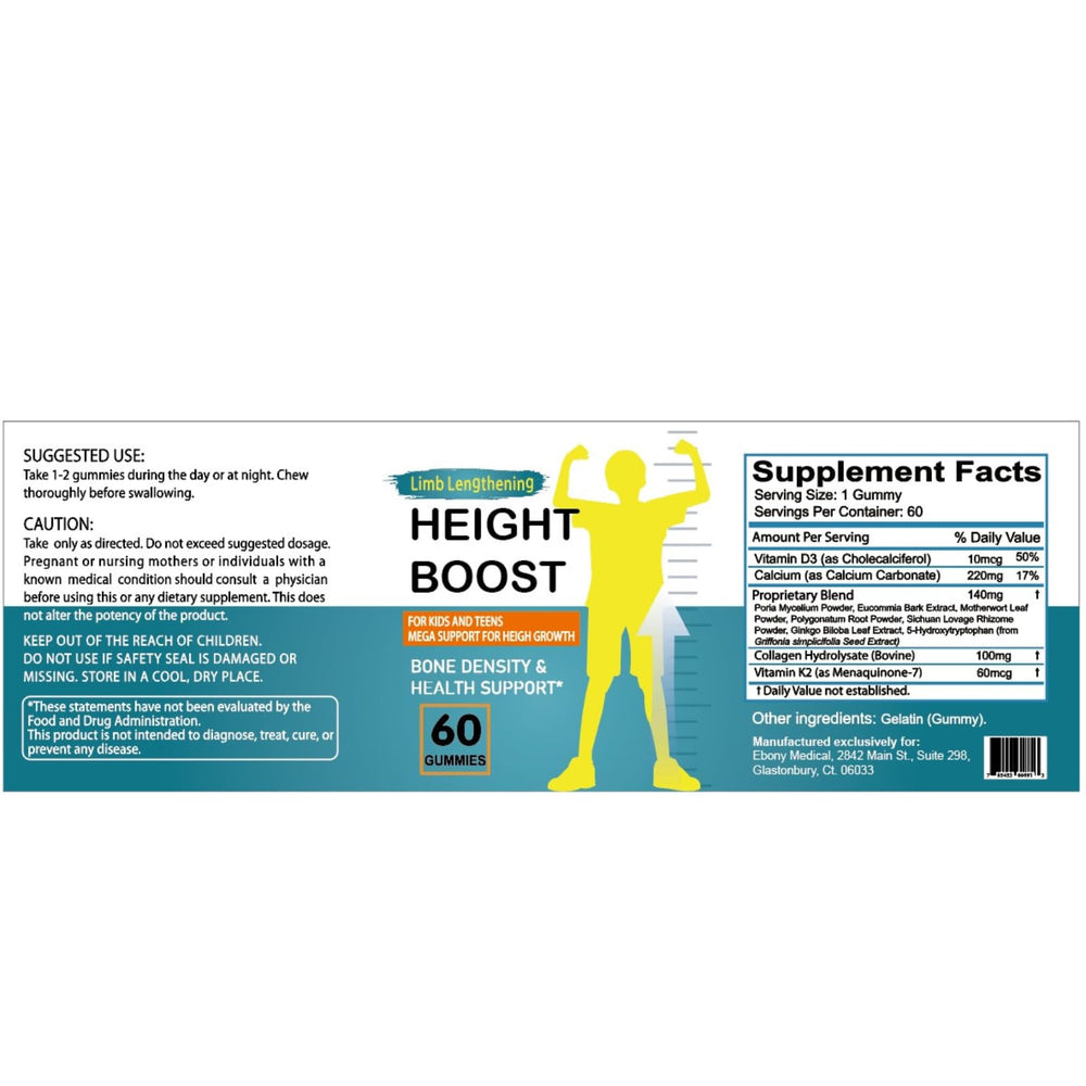 Natural Curves Height Boost gummies close-up highlighting tasty chewables for growth-focused nutrition